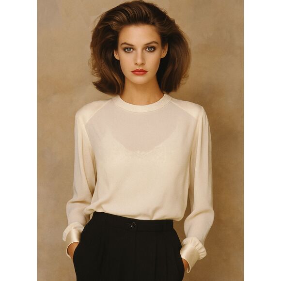 Peter Nygård Tops - 1990's Peter Nygård Silk Cream Blouse